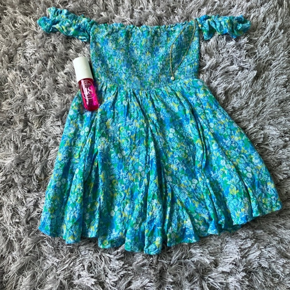 American Eagle Outfitters Teal Floral Mini Dress